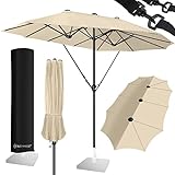 KESSER® Sonnenschirm Doppelsonnenschirm Inkl. Abdeckung + Windsicherung | Gartenschirm | Marktschirm | Terrassenschirm mit Handkurbel | Oval | Aluminium | UV-beständig | Wasserabweisend, Beige