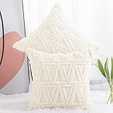 Madizz 2er Set Sanft Plüsch Kurze Wolle Samt Dekorativ Zierkissenbezüge Luxus Stil Kissenbezug für Sofa für Schlafzimmer Beige 35x35 cm Quadrat