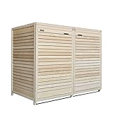 Mülltonnenbox Mülltonnenverkleidung 2 Tonnen Holz 240 L Natur mit Rückwand vormontiert Müllcontainer Mülltonnenschrank Mülltonne Mod.Adr.