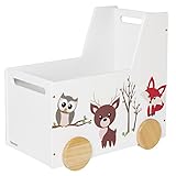 ONVAYA® Spielzeugkiste aus Holz | Waldfreunde | Lauflernwagen mit Gummirädern | Geräuscharm | individuell gestaltbar | kinderleichter Zusammenbau