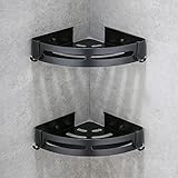 Eck-Duschregal, Badezimmer-Organizer, selbstklebendes Caddy-Regal, Dusch-Organizer-Aufbewahrung ohne Bohren mit Haken, Wandmontage-Aufbewahrungsregal, Space-Aluminium, for Badezimmer, Toilette (Farbe: