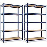 Monzana 2X Schwerlastregal 180x90x40cm 875kg blau 5 MDF-Platten Lagerregal Kellerregal Steckregal Werkstattregal