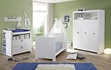 AYily Babyzimmer komplett Set weiß blau Kinderzimmer 5-TLG Siegel Baby Möbel