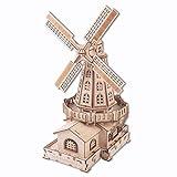 GuDoQi 3D Holz Puzzle, Windmühle Wooden Puzzles Bausatz Holz, DIY Spielzeug, Modellbau Holz, Hölzernes Modell Gebäude Geschenk für Teen und Erwachsene für Urlaub und Weihnachten
