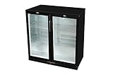 Glastür-Kühlschrank 90 x 90 x 52 cm schwarz |Getränkekühlschrank mit Flügeltüren, Flaschenkühlung, Bierkühlung | Gewerbekühlschrank mit 208 L Kühlvolumen | Untertheke mit manueller Temperaturkontrolle