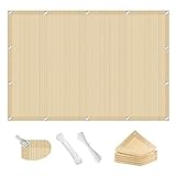 Sonnensegel Rechteckig 1.4 x 1.6 m luftdurchlässig, wasserdurchlässig sonnensegel Balkon mit Ösen und Befestigungsseile für Außenbereich,Garten, Creme Farben