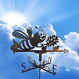 ZDLZDG Wetterhahn, Tier Metall Wetterfahne Edelstahl Bienen Windrichtungsanzeiger für Garten, Hinterhof, Terrasse, Hof, Dach - 86 * 35cm