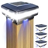 GEYUEYA Home Solar Pfostenkappen Licht, Solarlampe Außen Solar Zaunpfosten Lampe Solar Säulenlampe Landschaft Lampe IP65 Wasserdicht für hölzerne Pfosten, Plattform, Patio, Zaun beleuchtung(4 Stück)