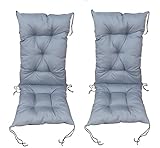 Gartenliegen Auflagen Set | Hohe Rückenlehne | Liegestuhl Auflage | Liegenauflage | Stuhlauflagen hochlehner | Stuhlkissen | Gartenstuhlauflagen hochlehner | Grau | 2-teiliges Set | 130 x 50 cm