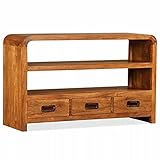 AYily Media TV Konsolentisch für TVs Fernsehschrank Holz Fernsehschrank TV Kommode Lowboard Massivholz mit Sheesham-Finish 90x30x55 TV-Ständer Aufbewahrungsschrank für Wohnzimmer