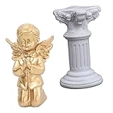 Yardwe 1 Set Weiße Heimdekoration Vintage-Dekor Nordisches Dekor Stumpenkerzenhalter Retro-Figur Braut-Blumensäule Römische Säule Engelsstatue Engelsfiguren Kunstharz Römische
