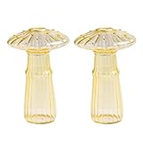 Firlar Hydrokultur-Pflanzenvasen, 2 Stück zarte Pilzglas-Knospenvasen, farbige pilzförmige Vase, Terrarium-Anzuchtstation, Tischdekoration für Zuhause, Garten, Blumendekoration (beige)