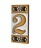 Hausnummern und Schilder, Keramik, florales Design, 7,5 x 3,5 cm, 2 bis 10 Fliesenrahmen (2)