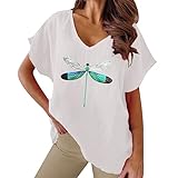 Sommer Damen Oberteile Top Weiß V Ausschnitt Damen Lockeres Shirt Sommertops Dekoartikel Wohnzimmer Tshirt Modern Vintage Kleidung T Shirt Hemden Und Weiß #2