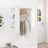 Yagosodee Flurschrank Holz offener Kleiderschrank Schrank Kleiderstange, Vielseitiger Allzweckschrank mit cleverer Inneneinteilung Hochglanz-Weiß 97,5x37x99 cm Holzwerkstoff