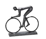 Casablanca Design Skulptur Racer Radfahrer Figur auf Rennrad Höhe 15 cm Breite 17 cm aus Eisen brüniert Wohnzimmer Skulpturen Deko Modern