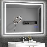 OPPEARL Badspiegel mit Beleuchtung Bad Spiegel 90x70 mit Touch-Schalter, 3000K-6000K Badezimmerspiegel mit Beleuchtung, 10%-100% Helligkeit LED Spiegel Mirror mit Anti-Fog, Memory Funktion, IP54