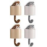 Xunfee Niedlicher Cartoon-Haken, 4 Stück, Wandgarderobe, nahtloser Schlafsaal, Schlafzimmer, Türhänger, dekorativer Utility-Haken für Schlüssel, Hut