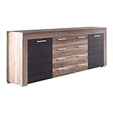 trendteam smart living Wohnzimmer Sideboard Schrank Wohnzimmerschrank Boom, 176 x 79 x 40 cm in Nussbaum Satin (Nb.) mit viel Stauraum