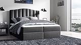 MKS MEBLE Boxspringbett - Doppelbett mit Multipocket-Matratze - Modern Bett - Praktisch Polsterbett mit Kopfstütze - Deko Bed Linate 120 x 200 cm - H3 Dunkelgrau