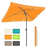 Magiea Sonnenschirm Balkon Rechteckig 200x125 cm Strandschirm Gartenschirm Marktschirm, Terrassenschirm mit Drehstange & Schutzhülle & Schirmhalter, Orange Sonnenschutz UV50+