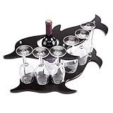 Wine Racks MDF Board Wine Racks Wine Bottle Holder Stand Glass Cup Rack Dolphin Shape Wine Storage Shelf Countertop Wine Display Rack 1 Bottle 6 Glass Wine Rack Stand Wine Racks