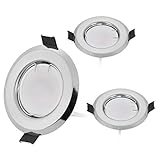 HCFEI 3er Set Flache LED Einbaustrahler ultra flach in Silber-gebürstet mit LED Spot Modul 230V I 3W 300Lumen I Warmweiß 3000K I 120°Abstrahlwinkel I Dimmbar I 50-55mm Einbauloch I Einbauleuchte rund