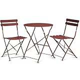 Vanage | Bistro Set Balkon | Balkonmöbel klappbar Set 3-teilig | pulverbeschichteter Stahl, wetterbeständig, Gartentisch & Stühle perfekt für Garten & kleine Balkone