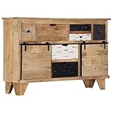 ZEYUAN Sideboard, Kommode Schlafzimmer, Komodenschrank, Flur Möbel, Apothekerschrank, Wohnzimmerschrank, Flur Schrank, Beistellschrank, 140x38x90 cm Massivholz Mango