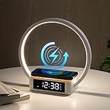 WILIT LED Nachttischlampe mit Ladefunktion 10W, Lichtwecker Tischlampe Touch Dimmbar mit 3 Helligkeitsstufen, Warmes Nachtlicht mit 10W Wireless Charger für Schlafzimmer, Holz