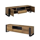 Tv Schrank Wood, Lowboard, Unterschrank, Tv-Tisch mit 2 Türen, 1 Schublade, Fernsehenschrank, Wotan Eiche