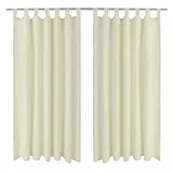 ZEYUAN Vorhänge Gardienen aus Satin 2-teilig, Verdunklungsvorhänge, Gardinen Wohnzimmer, Vorhang Blickdicht, Thermovorhang, 140 x 245 cm Creme