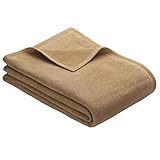 Ibena Porto Decke 150x200 cm – Baumwollmix weich, warm & waschbar, Kuscheldecke cognac einfarbig