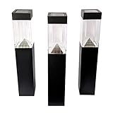 GRUNDIG 3er Set LED Solarlampe Edelstahl 6,5 x H 35,5cm / mit Erdspieß H 53cm - Solarleuchte Wegbeleuchtung Gartendekoration Lichterdeko