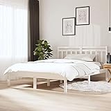 YuMeng Massivholzbett, Bettrahmen, Bett, Badezimmer Möbel, Bed Frame, Holz Bett, Modernes Bett, Weiß Kiefer 120x200 cm