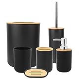 Ejoyous 6Pcs Badezimmer Set, Haushalt Badezimmer Seifenkiste Zahnbürstenhalter Spültasse Lotion Flasche Zubehör Kit für Badezimmer Home Family (Schwarz)