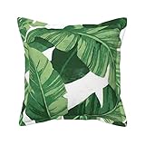 Leder-Kissenbezug, niedliche grüne Palmblätter, Überwurf-Kissenbezug, Heimdekoration, für Wohnzimmer, Schlafzimmer, Sofa, Stuhl, 40,6 x 45,7 cm