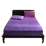 Kuncg Wildleder Spannbettlaken für Wasserbetten, Boxspringbetten und Herkömmliche Matratzen (Licht Lila-L,180 * 220 cm)