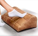 Bélvore Leder Fußstütze Schreibtisch | Fußablage für Home Office oder Büro | modern & ergonomisch | Fußhocker für optimale Haltung | fuß-anpassend durch Körnerfüllung | (hellbraun)