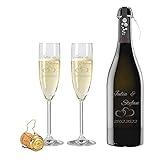 FORYOU24 2 Leonardo Sektgläser mit Prosecco und Gravur Paar Sekt-Glas graviert Hochzeit Geschenkidee Sektglas-Set graviert