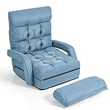 DREAMADE Klappsofa verstellbar, Bodensofa mit Schlaff- & Liegefunktion, klappsesessel, klappbares Schlafsessel für Wohnzimmer Büro Schlaffzimmer (Blau)