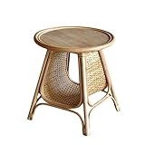 Furniture Couchtisch Rattan-Beistelltisch, Nachttisch, Beistelltisch mit handgefertigtem Rattan-verziertem offenen Ablagefach, moderner Beistelltisch, kleiner Couchtisch for Schlafzimmer, Wohnzimmer K