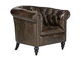 Woodkings® Chesterfield Shelford Sessel braun Echtleder Bürosessel Polstermöbel antik Designsessel Federkern unikat Herrenzimmer englisches Leder Stilsessel