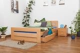 Einzelbett/Funktionsbett 'Easy Premium Line' K6 inkl. 2 Schubladen und 1 Abdeckblende, 140 x 200 cm Buche Vollholz massiv Natur