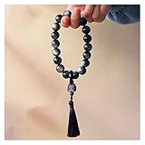 FORLUZ Natürlicher silberner Obsidian-Kristallstein-Auto-Verzierungs-glücklicher Anhänger, der Buddha-Perlen-Hauptdekorations-Geschenk-Dekoration hält Steine