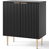 SICOTAS Kommode Sideboard Moderner Küchenschrank mit 2 Türen und verstellbarem Regal, Buffetschrank mit Stauraum für Wohnzimmer Schlafzimmer Küche Flur Esszimmer Schwarz 72,6 x 40 x 87 cm