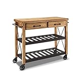 Regal, Stahlschrank mit Lagerregalen, Küchenschrank, mit 2 Schubladen, Sideboard für Garage und Hauswirtschaftsraum, Heimbüro (Farbe: Holz, Größe: 120 x 40 x 90 cm)