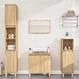 Tidyard 3-TLG. Badmöbel Set, Badezimmerschrank, Bademöbel Komplett Set, Waschbeckenunterschrank, Midischrank Hochschrank, Holzwerkstoff, Sonoma-Eiche