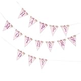 SEWACC 1 Set Wimpel Zum Muttertag Rosa Blumengirlande Retro-Dekor Rustikale Deko Geschenke Für Mütter Geburtstag Fotobanner Sackleinen-Kranz Papierbanner Zartes Party-Banner