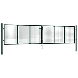 pedkit Mesh Doppelflügeltor Mesh Gartentor Doppeltor Hoftor Zauntür Einfahrtstor Stahl Dunkelgrün 415 x 175 cm, 3 Schlüssel sind enthalten